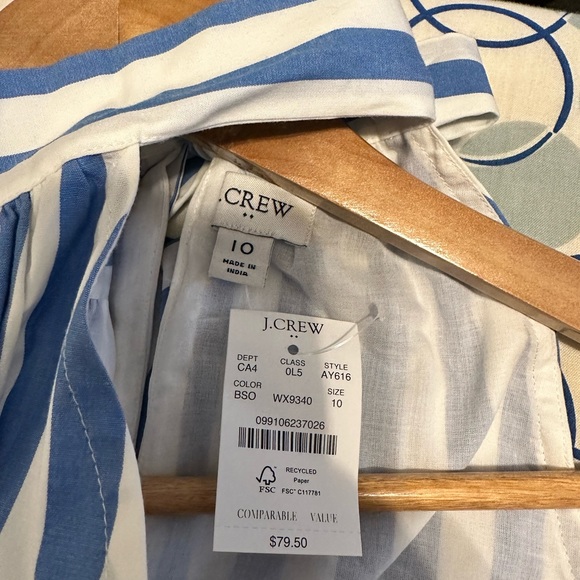 J Crew Factory Blue & White Striped Dress - Picture 3 of 3